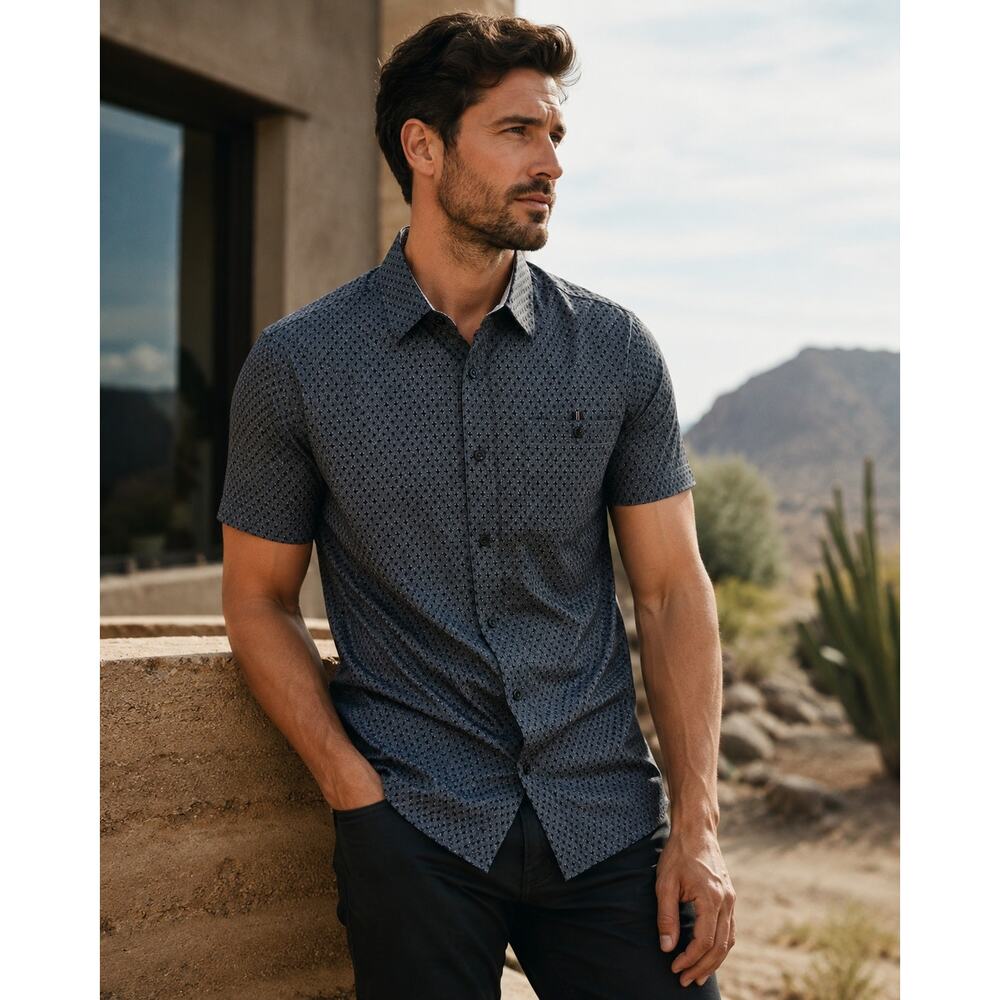 7 Diamonds Flawless 4 Way Stretch Woven Shirt Gray Charcoal — Medium - Picture 8 of 9